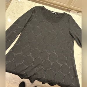 Never worn black dot Nieman Marcus XL (14) handkerchief hem scoop neck ‘sweater’